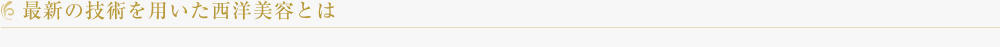 最新の技術を用いた西洋美容とは